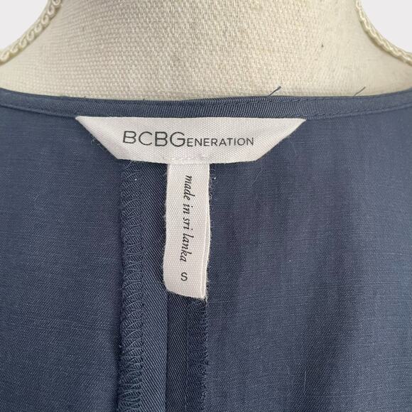 BCBG Generation Longline Vest Navy Blue Lyocell Size Small Open Side Slit - Picture 7 of 10